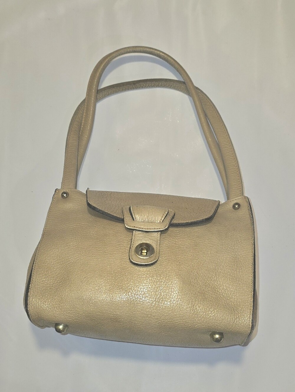 Vintage 1960s/70s Leather Shoulder Bag in Beige